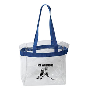 TO6379-C
	-THE STADIUM CLEAR VINYL TOTE
	-Clear/Royal Blue (Clearance Minimum 150 Units)